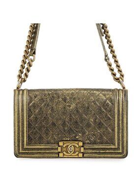 Chanel Chain Shoulder Bag Boy Small Quilted CC Logo Lambskin Black